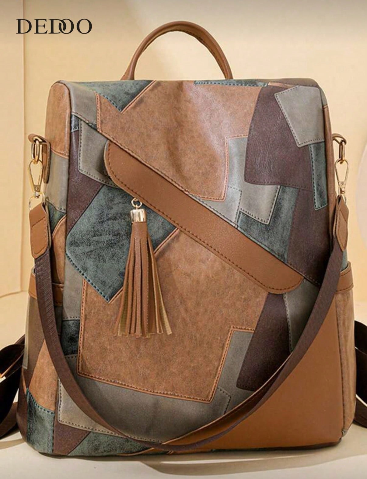 Laptop Accessories Essential - Modny plecak damski w stylu colorblock,