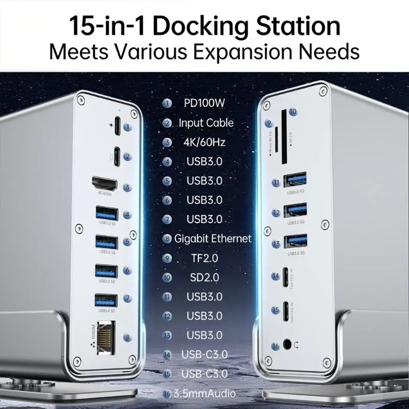 Mac Laptop Accessories - Hub USB-C 15 w 1, stacja