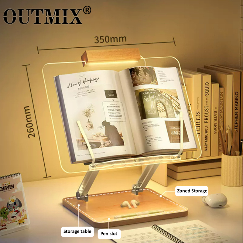 Laptop Related Accessories - Drewniany stojak do czytania z oświetleniem,