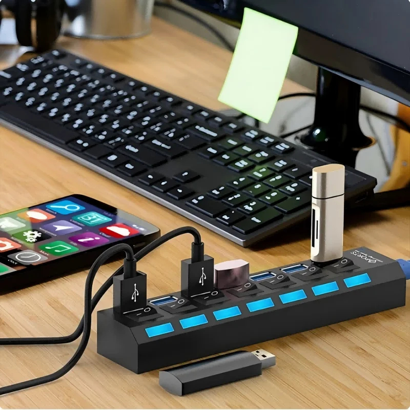 Hub USB 2.0 z 7 portami, LED,  – Laptop Accessories Hub recenzja i cena